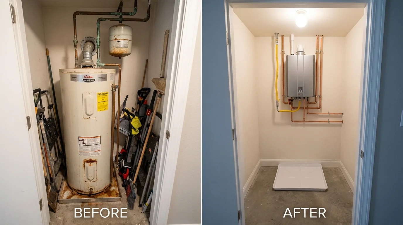 Tank water heater versus wall-mounted tankless unit comparison for Milan, TN homeowners
